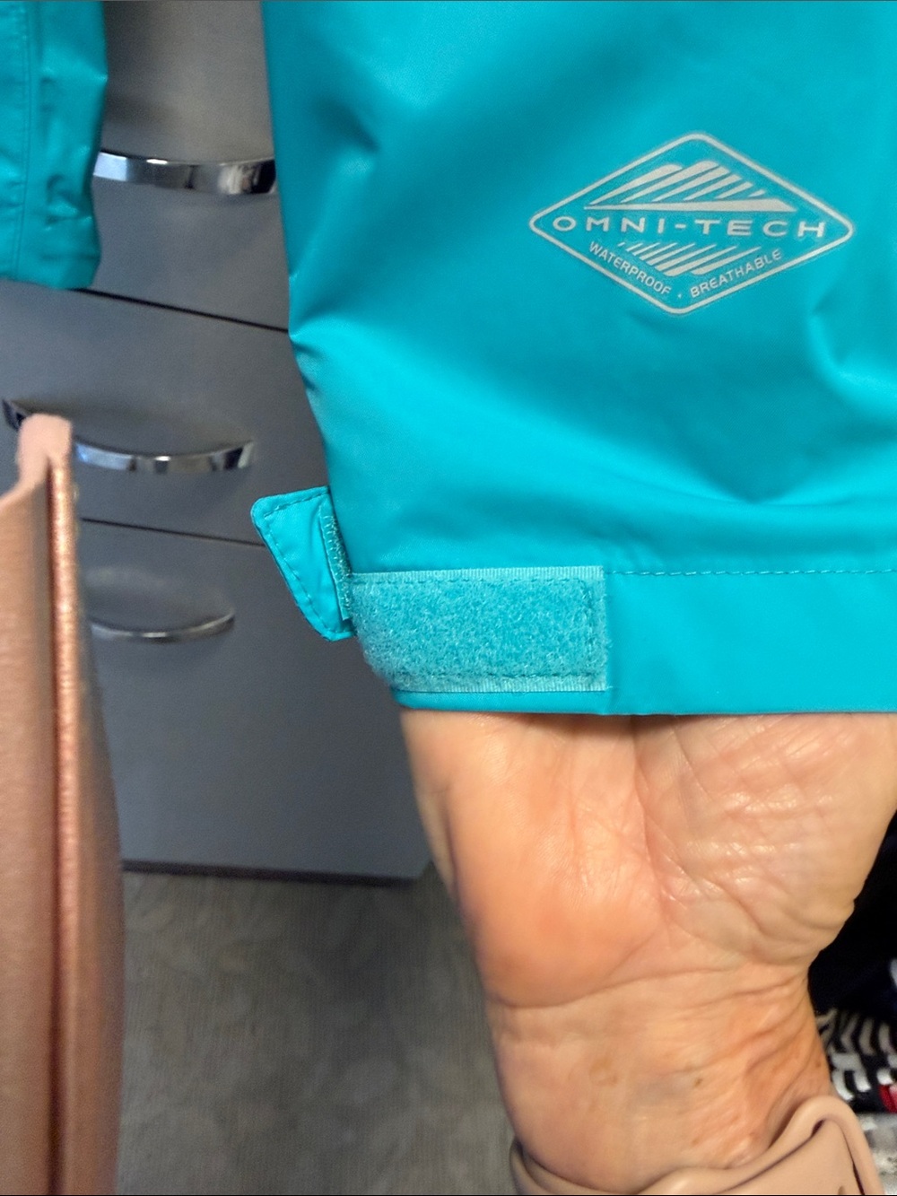 Columbia Bright Teal Hooded Rain Shell Medium - Picture 4 of 6